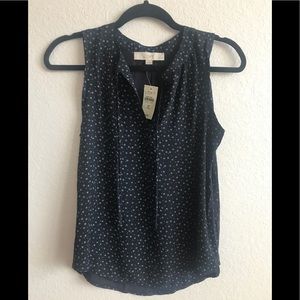 BNWT Navy Sleeveless Loft Blouse - Small Petite